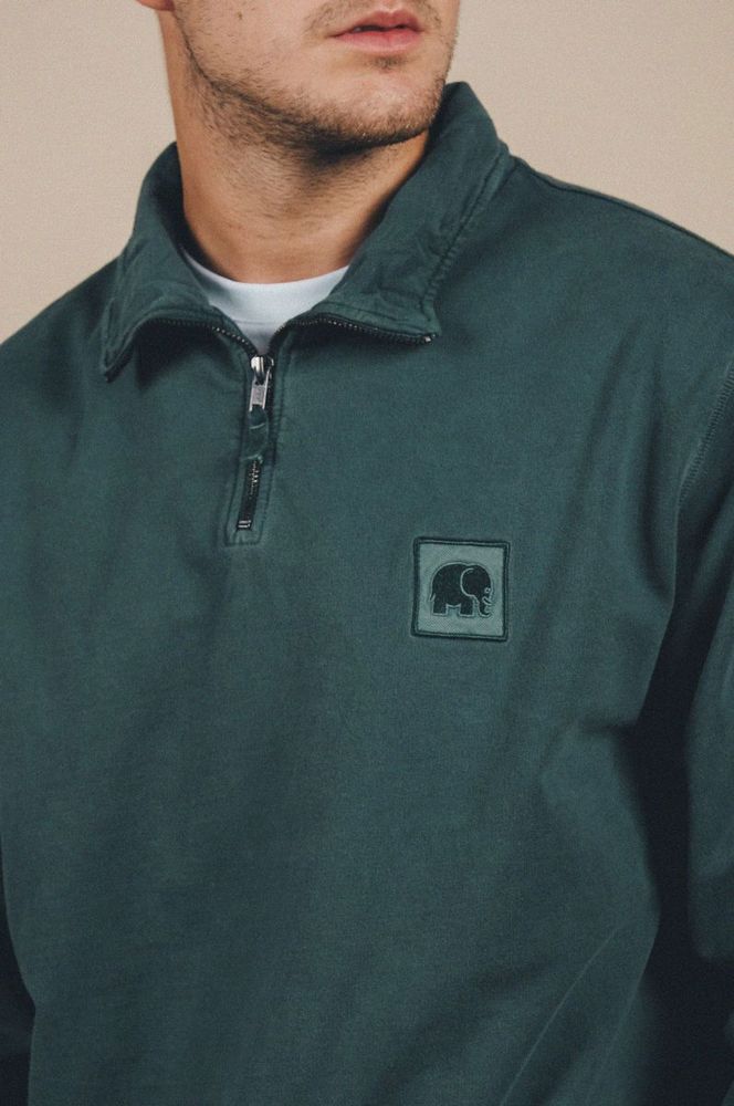TrendsplantSweaterSaucePigmentDyedHalfZipSweaterElmGreenGreen-XS