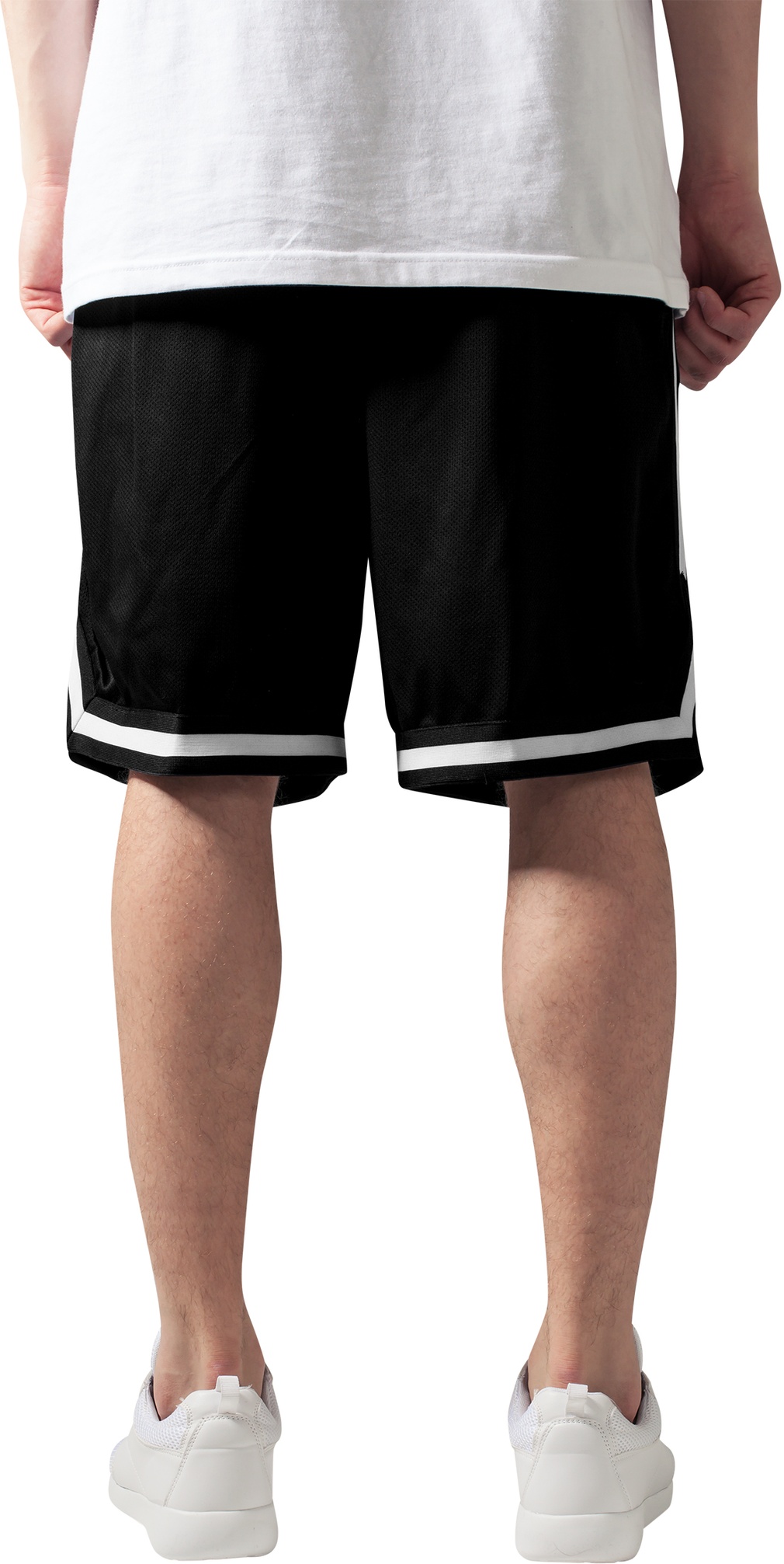 UrbanClassicsShortsStripesMeshShortsBlackblackwhite-3XL