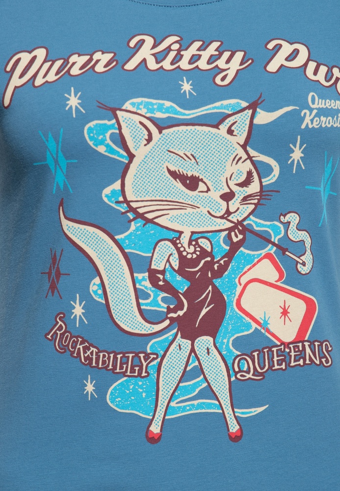 QueenKerosinDamenPrintT-ShirtPurrKityPurrQKI31004BlueHeaven-XS