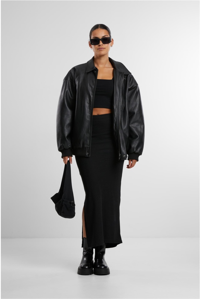 UrbanClassicsDamenRockLadiesRibHighSlitSkirtTB6940Black-L