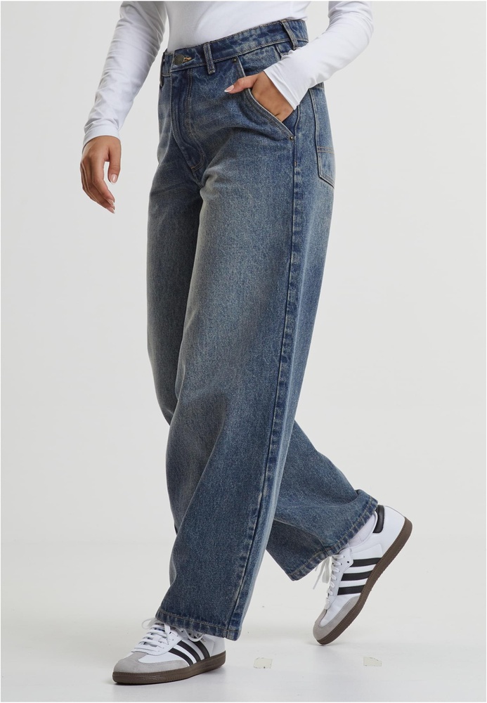 UrbanClassicsDamenLadiesTaperedBaggyJeansTB7099DirtyWashed-26