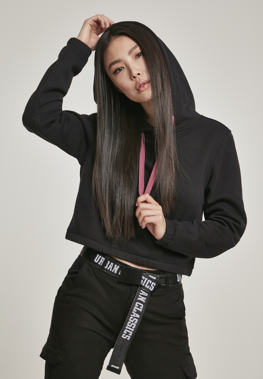 UrbanClassicsDamenHoodieLadiesContrastDrawstringHoodyBlack