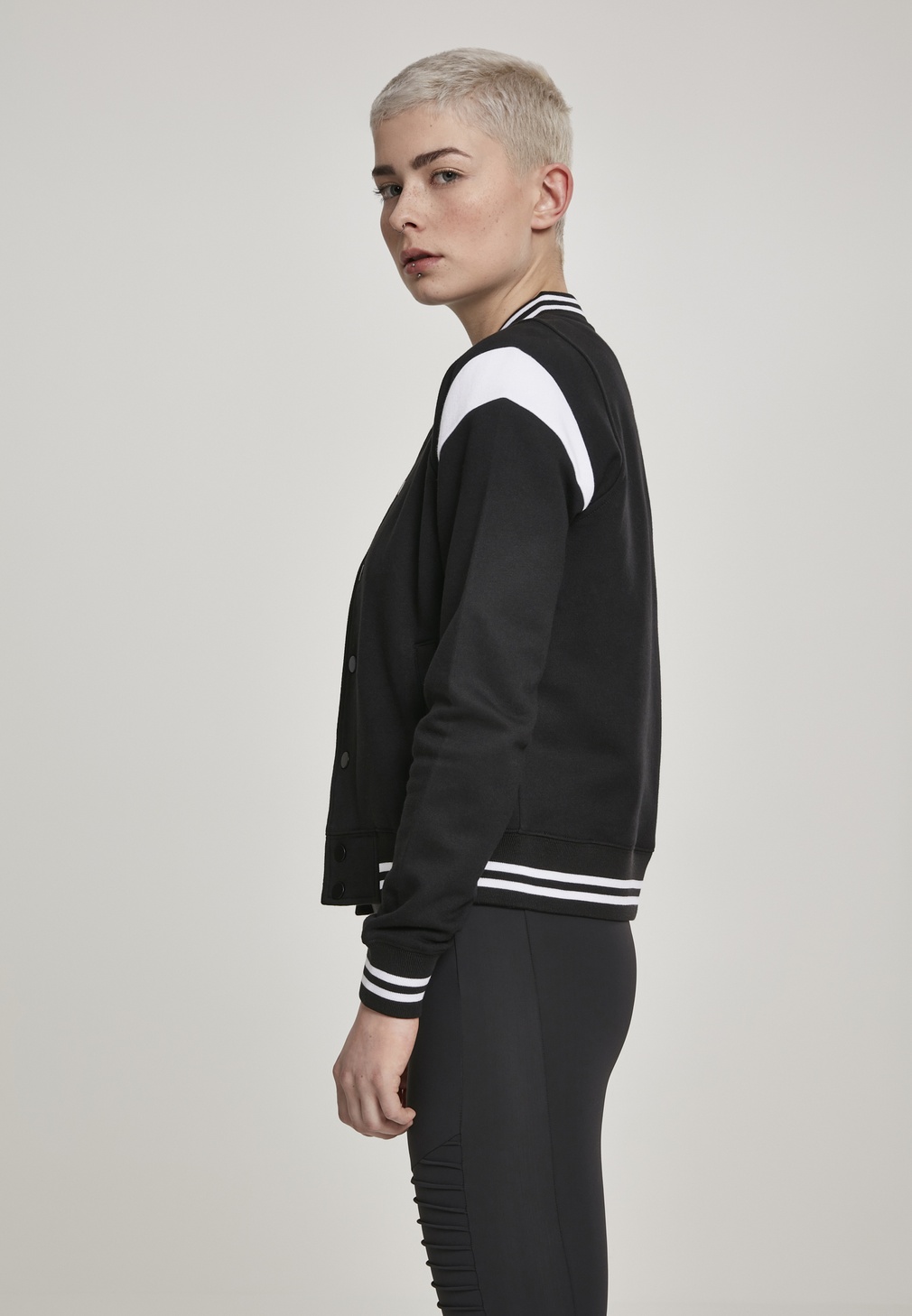 UrbanClassicsDamenJackeLadiesInsetCollegeSweatJacketBlackWhite-3XL