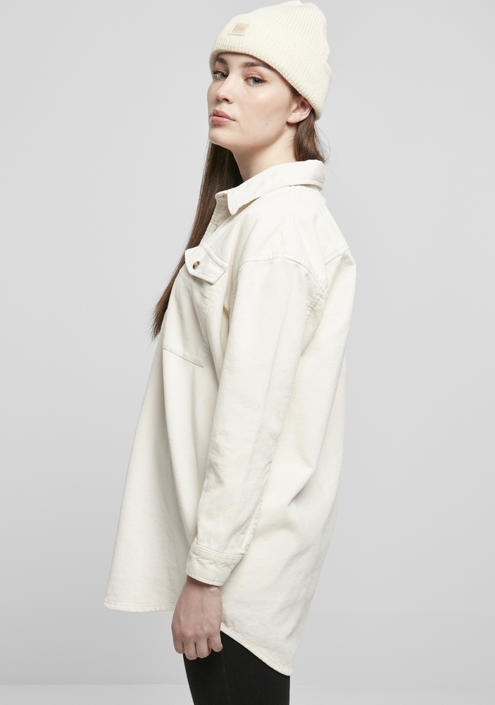 UrbanClassicsDamenJackeLadiesLongCorduroyOvershirtWhitesand-3XL