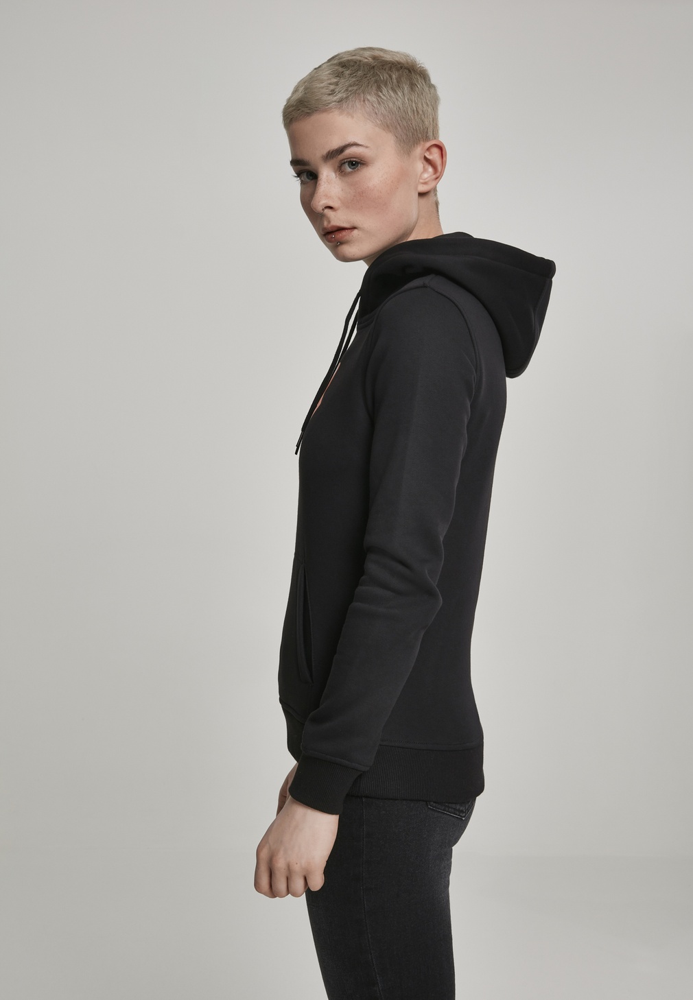 MerchcodeDamenHoodieLadiesRollingStonesTongueHoodyBlack