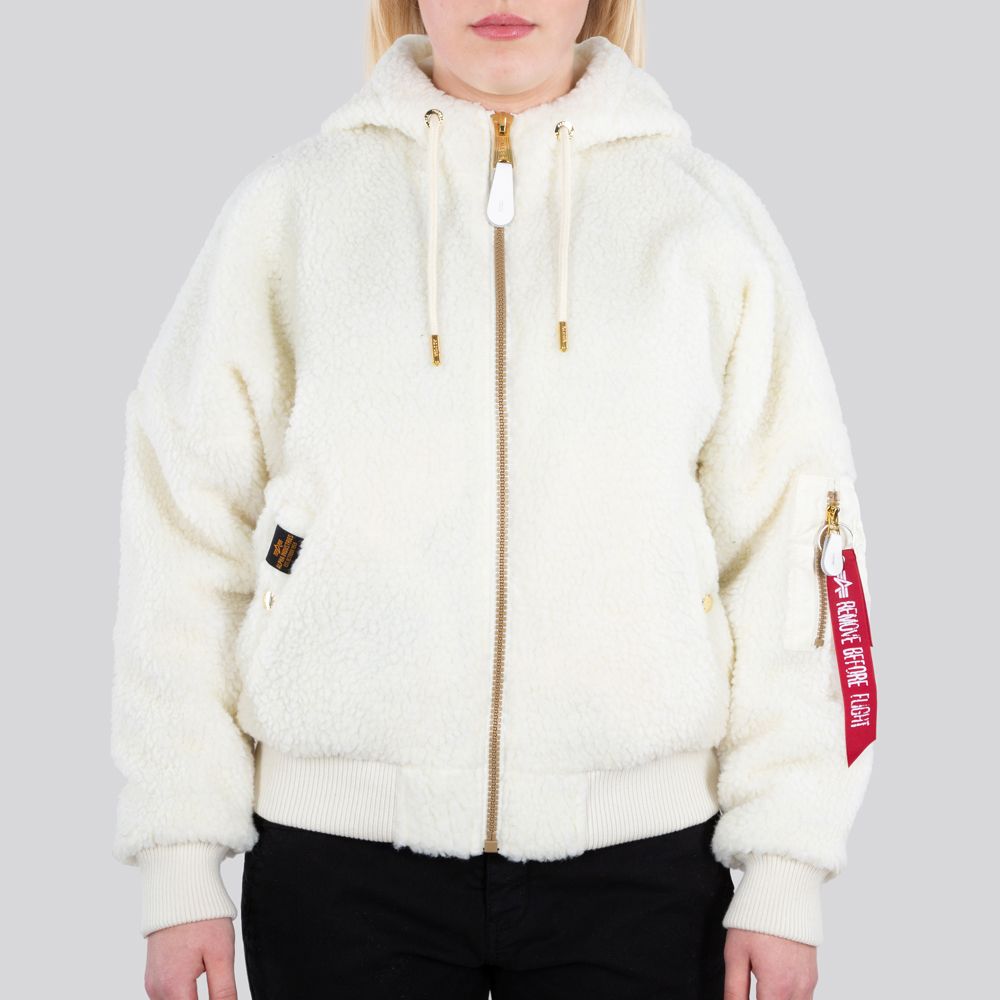 AlphaIndustriesDamenJackeMA-1OSHoodedTeddyWomenOffWhite