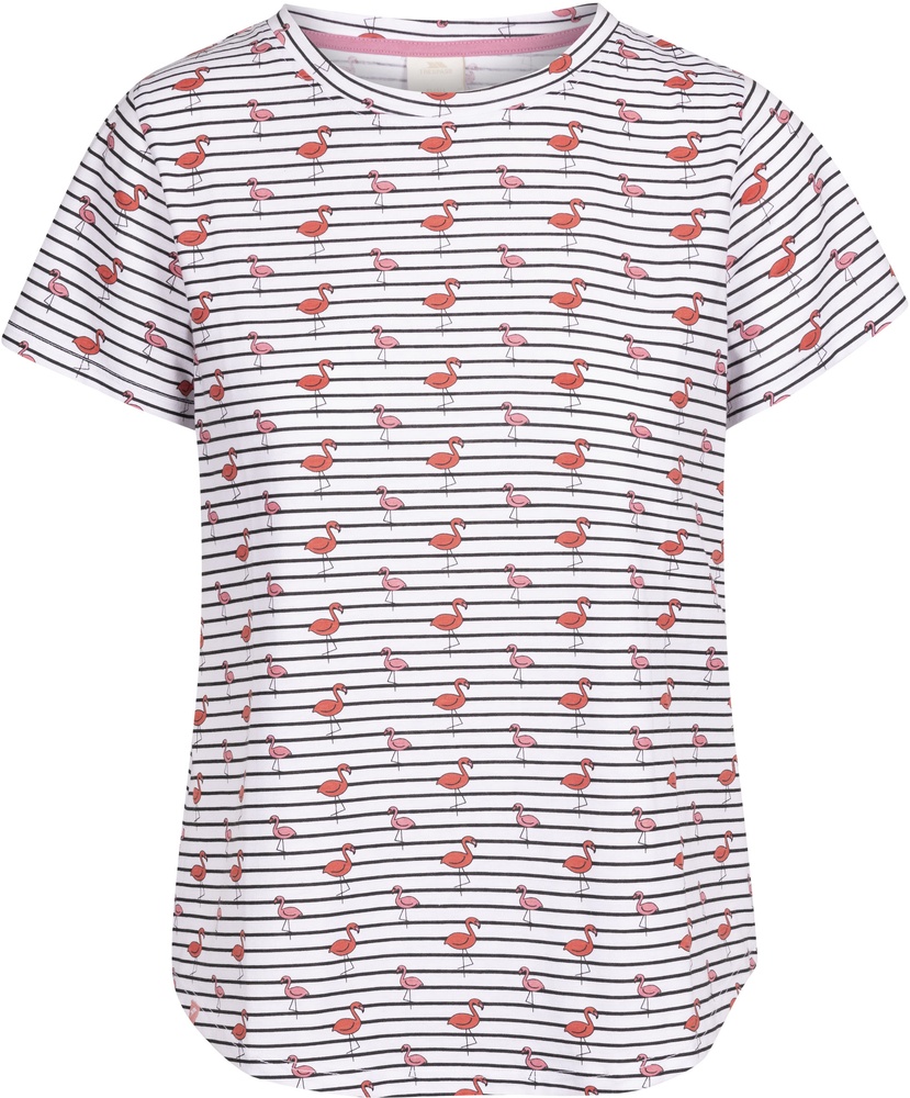 TrespassDamenTopCara-CasualTopWhiteFlamingoStripe-XXS