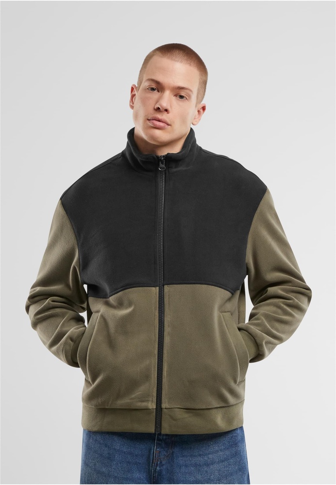 UrbanClassicsColourBlockPolarFleeceJacketTB7016BlackOlive-3XL