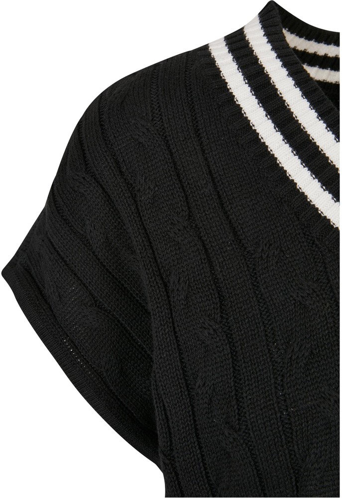UrbanClassicsDamenSweatshirtLadiesCroppedKnitCollegeSlipoverBlack