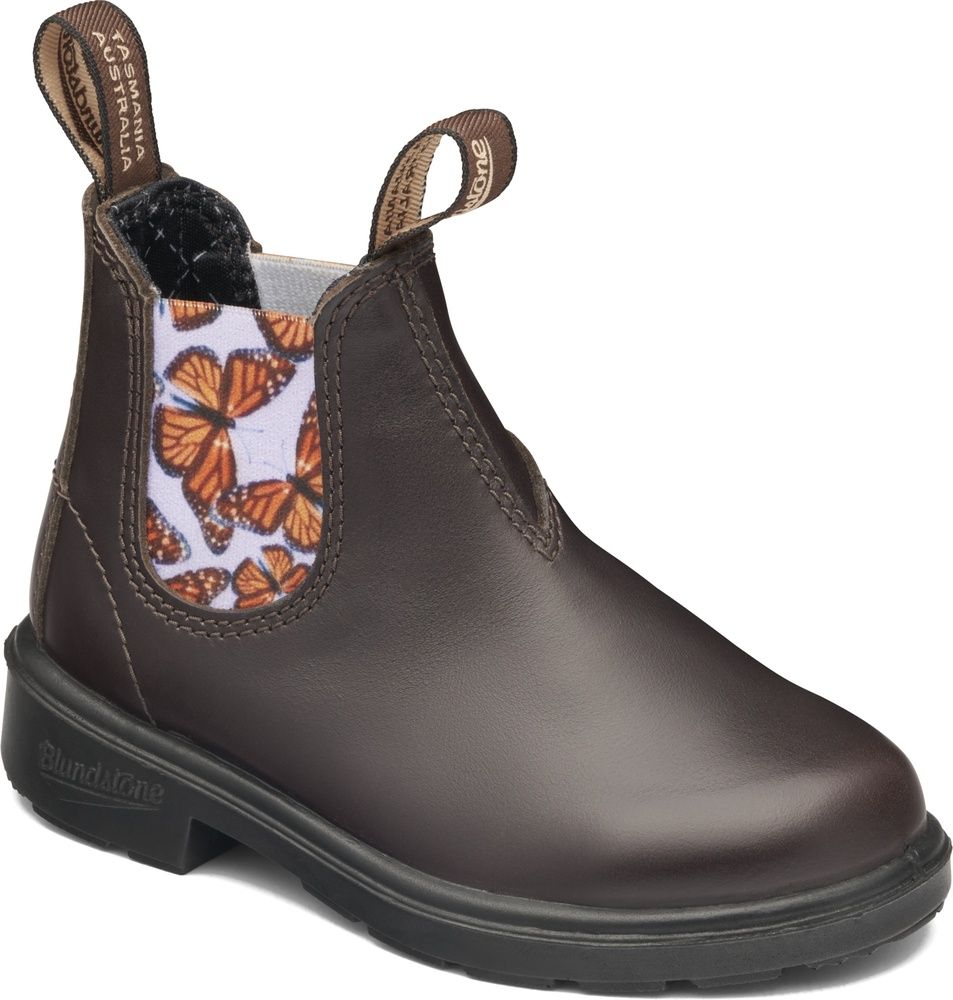 BlundstoneKinderChelseaBoots2395BrownLeatherWithButterflyLilacElasticKidsBrown-K8UK