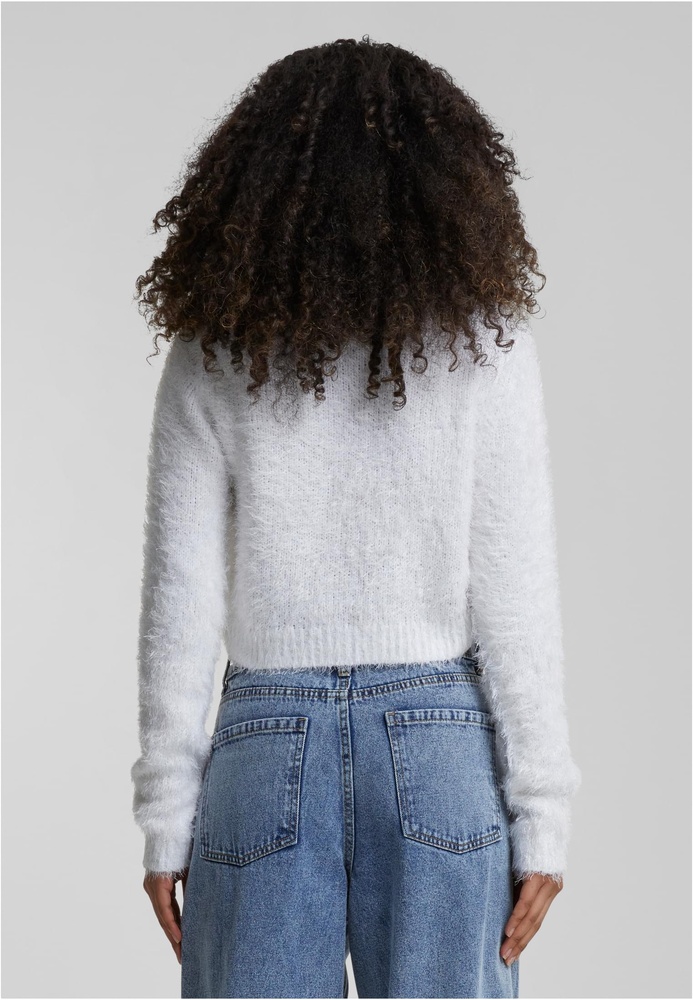UrbanClassicsDamenLadiesCroppedFeatherCardiganTB5440White-3XL