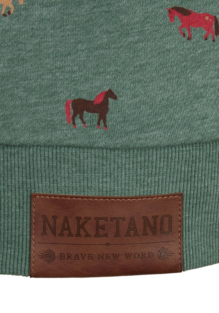 NaketanoDamenSweatjackeBrazzo1801-0301PineGreenMelangeSmallHorses-XS