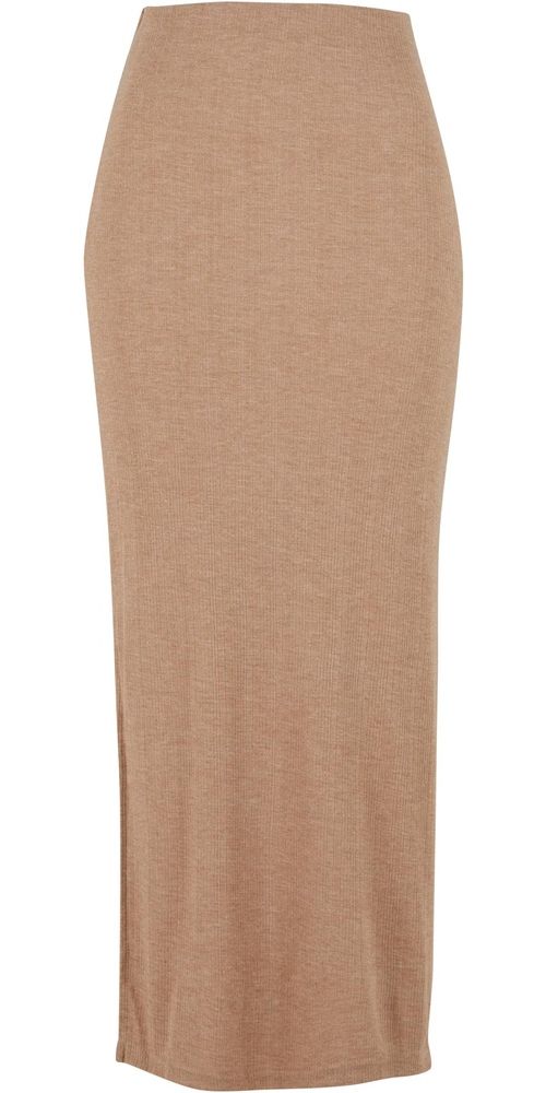 UrbanClassicsDamenLadiesRibHighSlitSkirtTB6940Beigemelange-L