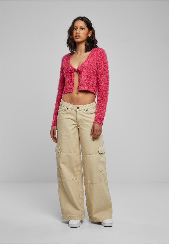 UrbanClassicsDamenLadiesTiedCroppedFeatherCardigan