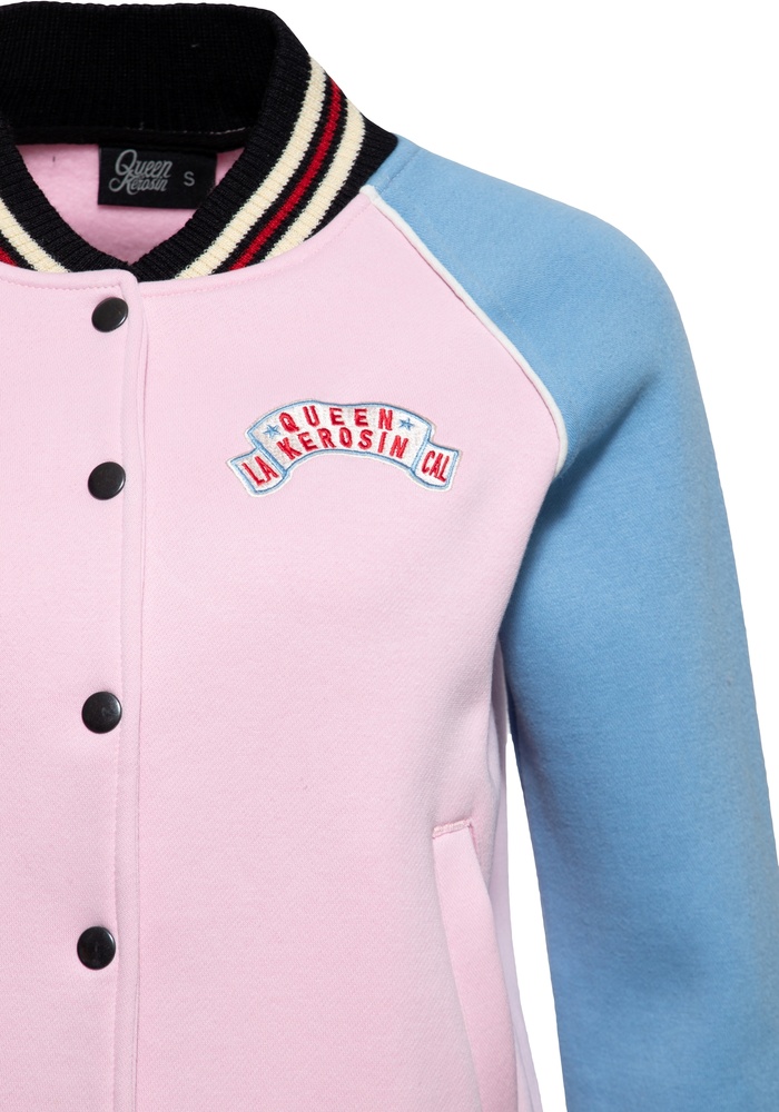 QueenKerosinDamenCollegeRaglanSweatJackeQueenOfLibertyQKU44004SoftPink-XS