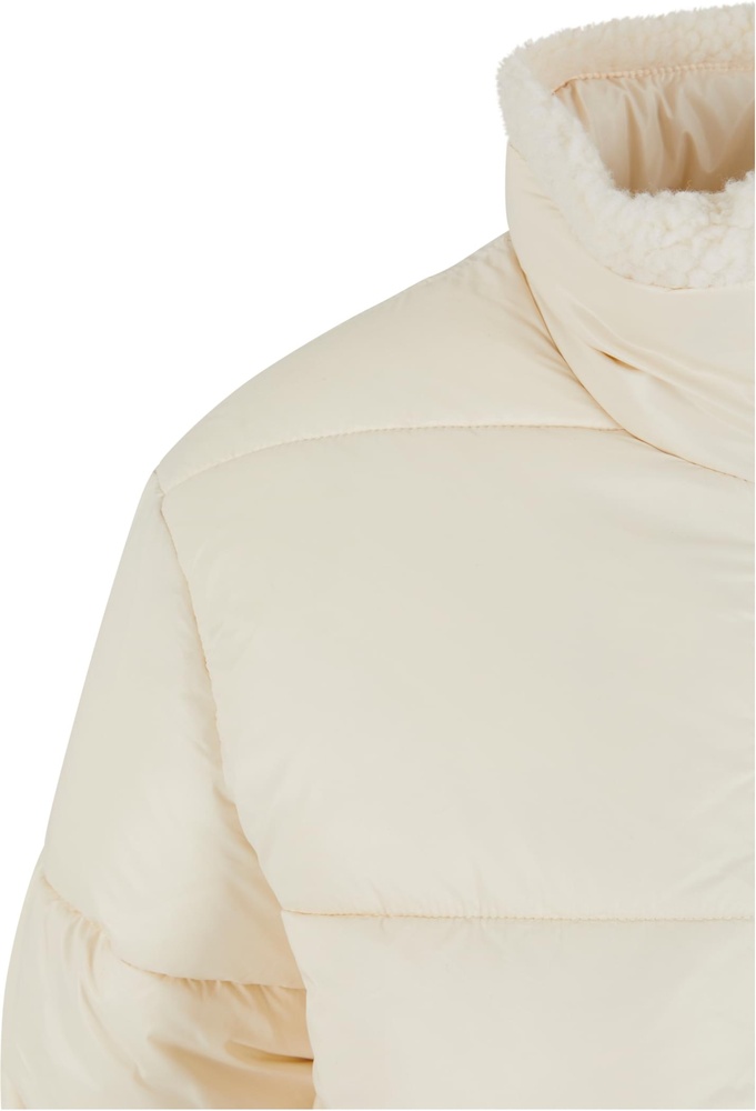 UrbanClassicsDamenJackeLadiesRecycledShinyPufferSherpaJacketTB7074WhitesandWhitesand-3XL
