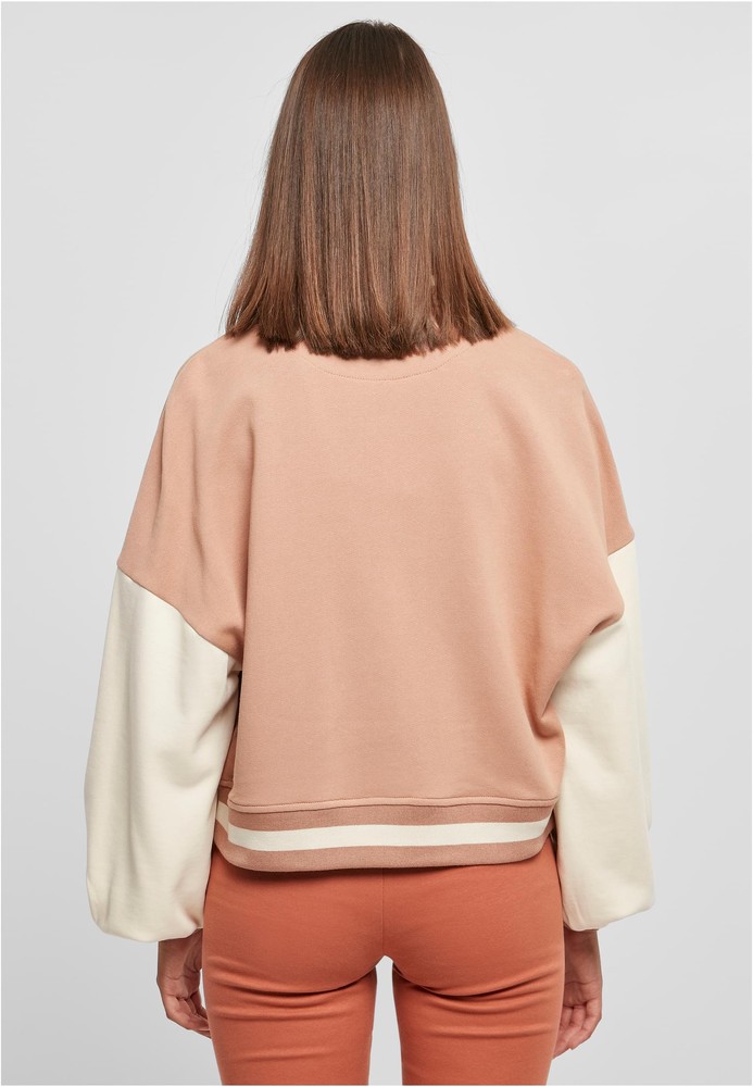 UrbanClassicsDamenJackeLadiesOversized2ToneCollegeTerryJacketAmberWhitesand-3XL