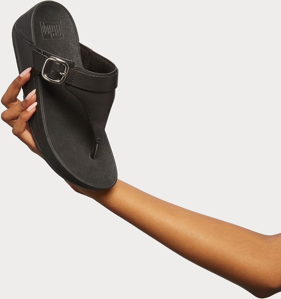 FitFlopDamenFlipFlopsLuluAdjustableToePost-LeatherES8AllBlack-36