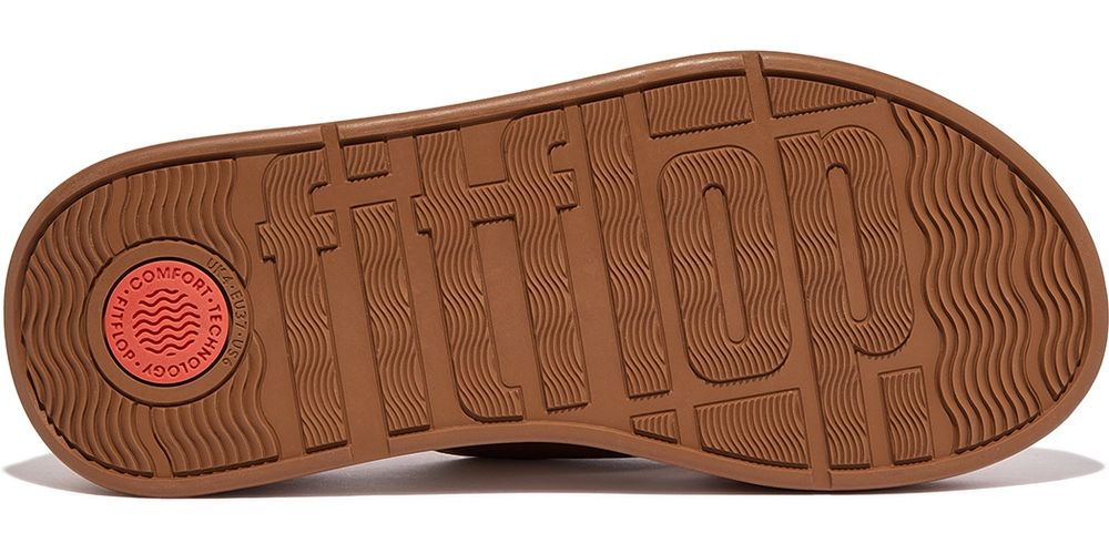 FitFlopDamenSandalenF-ModeLeatherFlatformCrossSlidesFW5LightTan-37