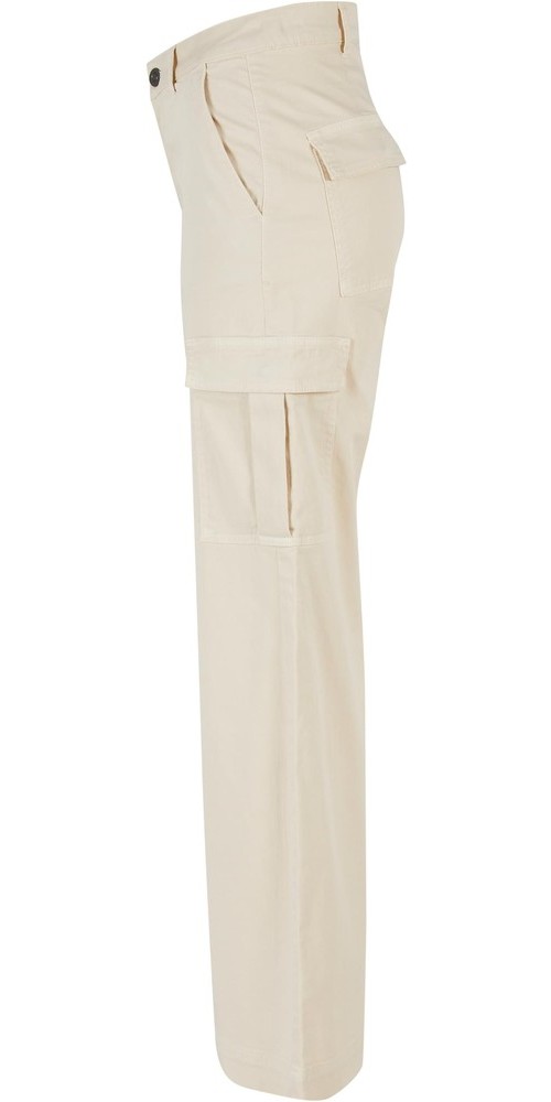 UrbanClassicsDamenHoseLadiesHighWaistWideLegTwillCargoPantsWhitesand-26