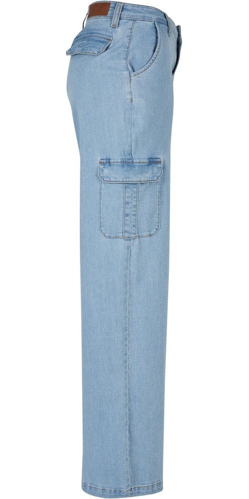 UrbanClassicsDamenHoseLadiesHighWaistStraightDenimCargoPantsLighterWashed-26
