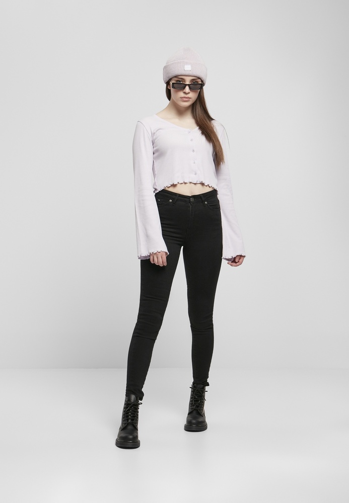 UrbanClassicsDamenCardiganLadiesCroppedRibCardiganSoftlilac-3XL