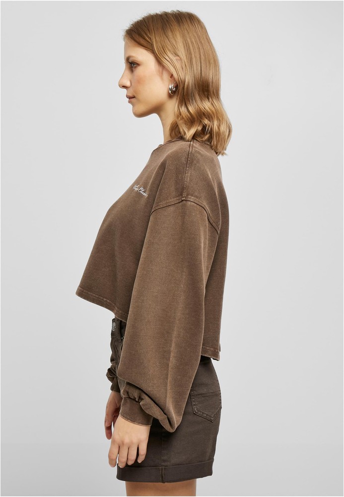 UrbanClassicsDamenLadiesCroppedSmallEmbroideryTerryCrewneck